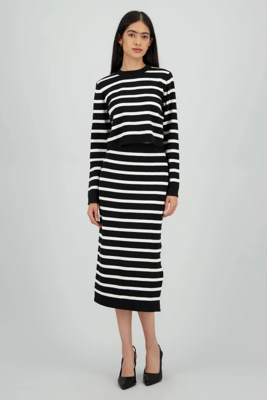 Falda midi rayas detalle abertura sold by Shasa