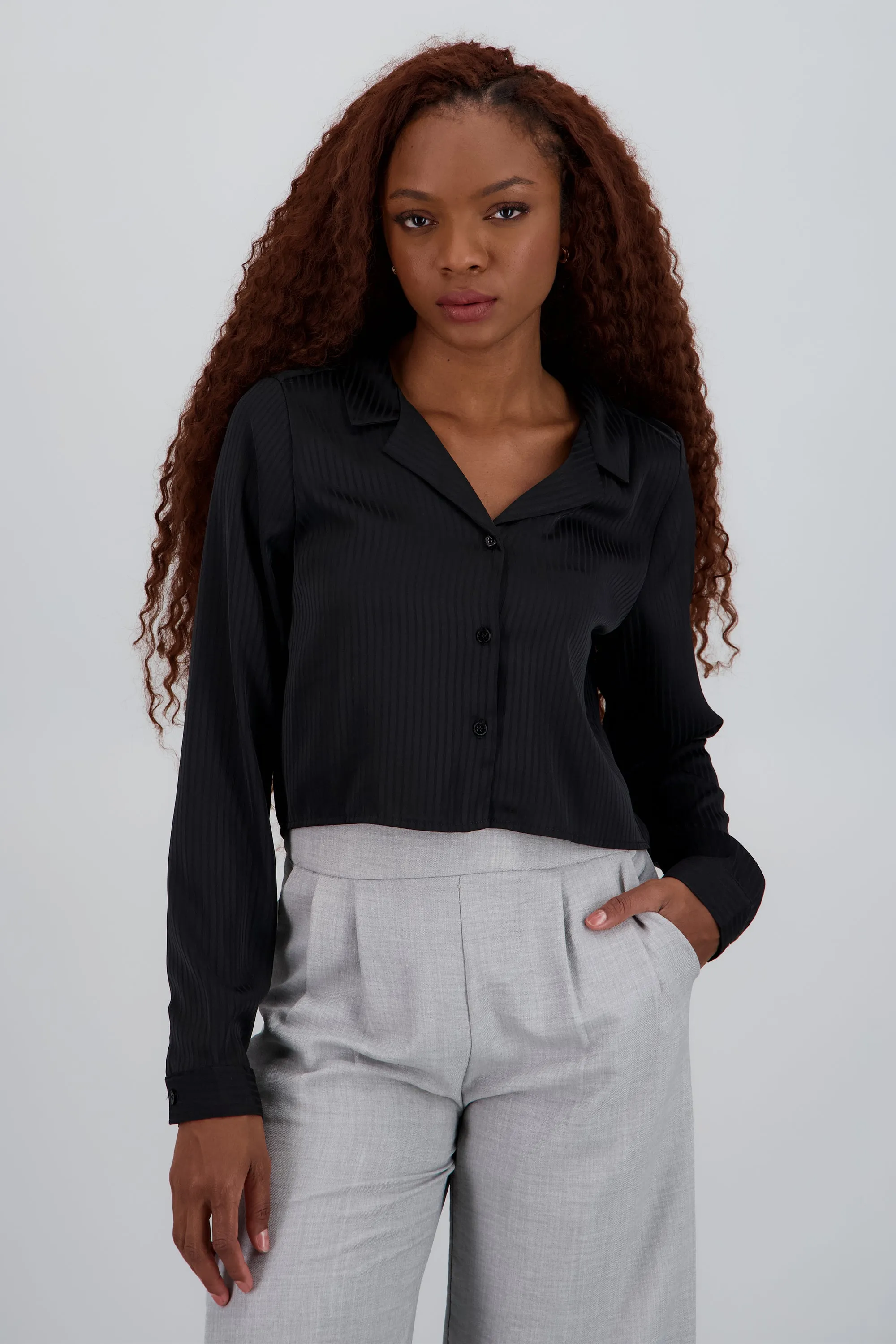 Camisa detalle rayas satin sold by Shasa