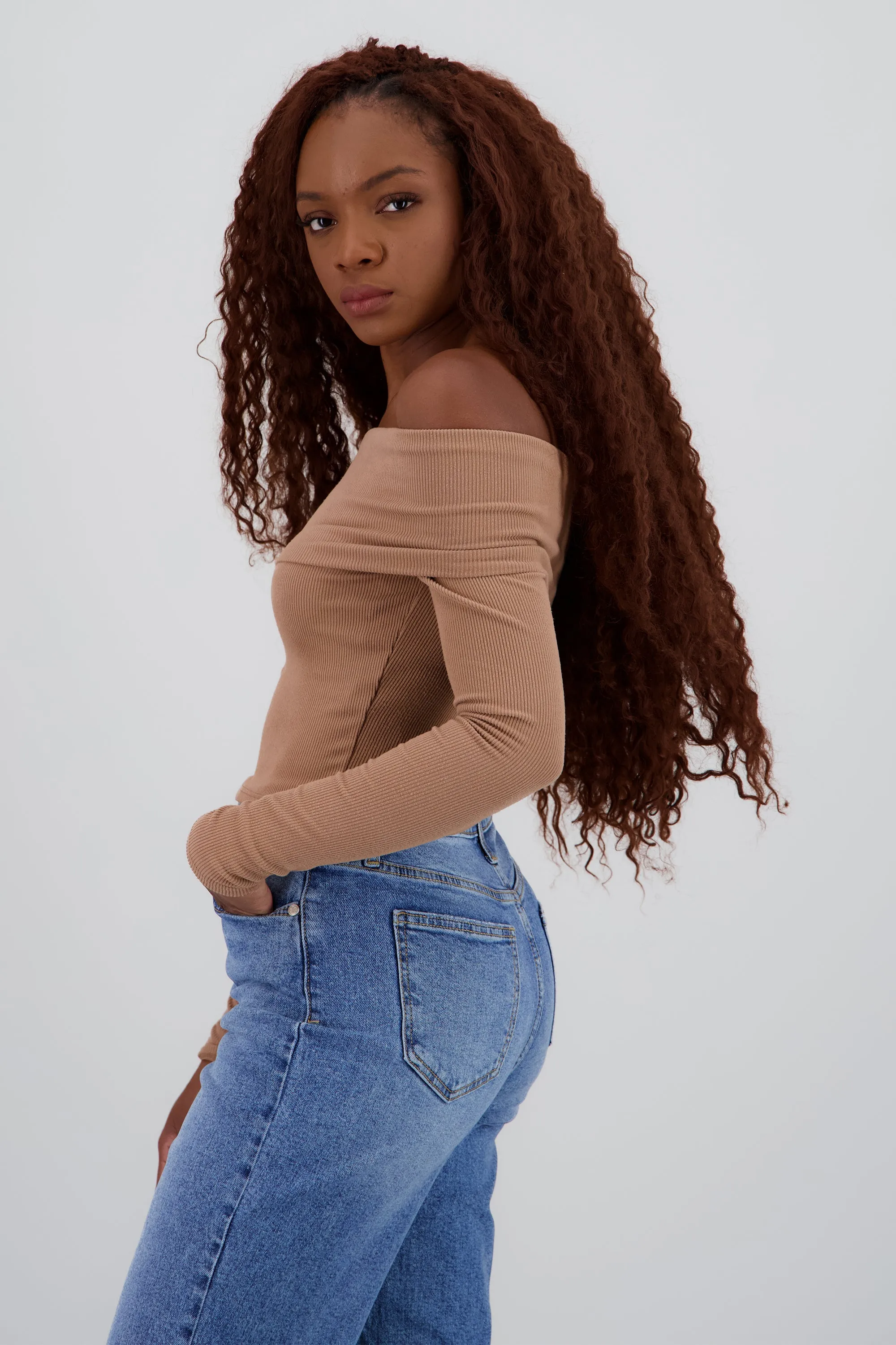 Top off shoulder manga larga rib sold by Shasa product image thumbnail 3