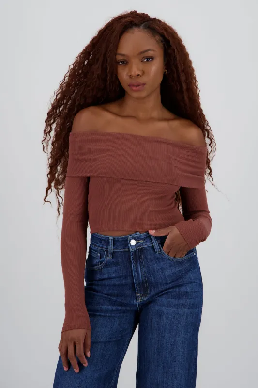 Top off shoulder manga larga rib sold by Shasa