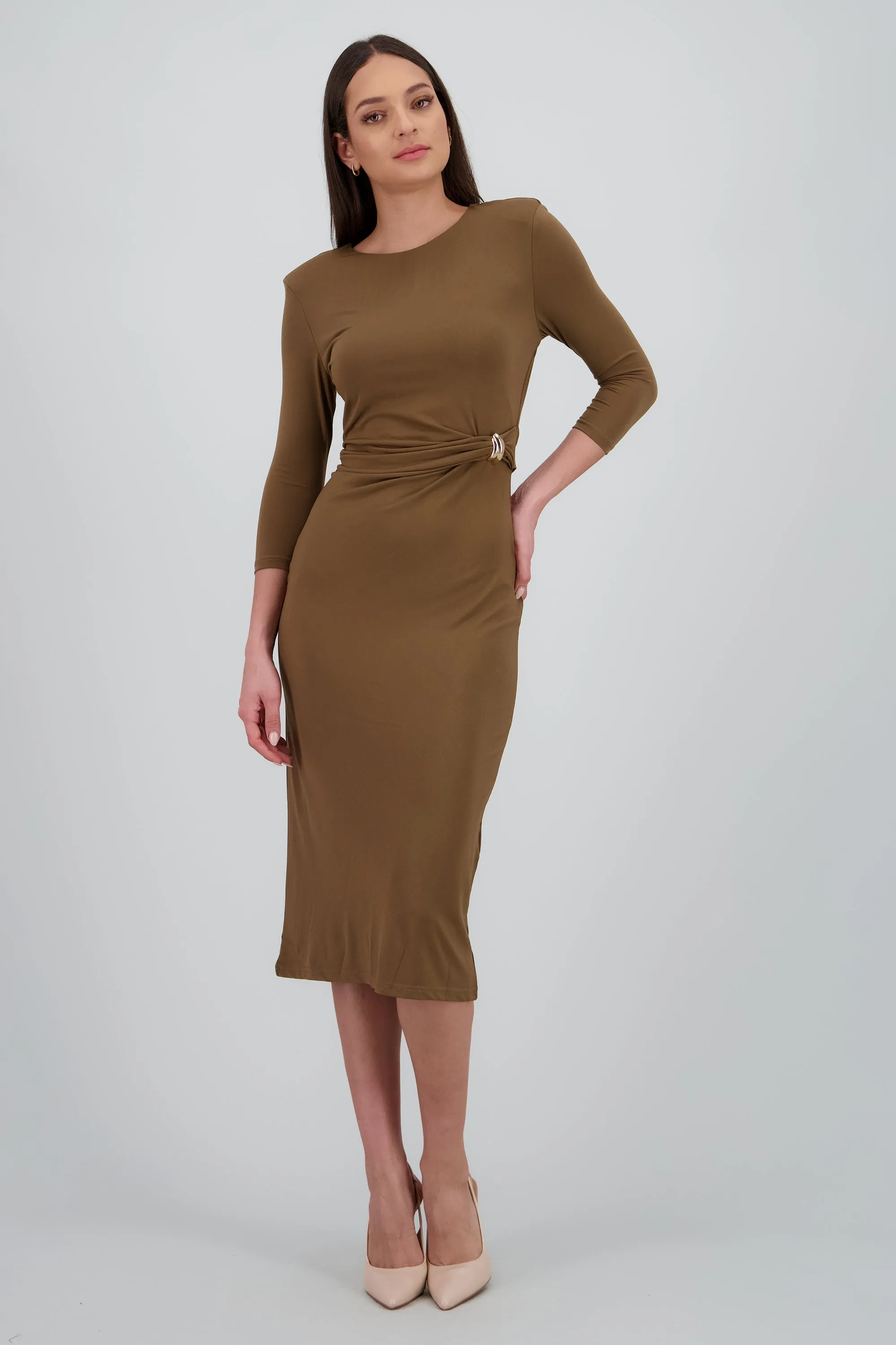 Vestido maxi sin manga detalle frunce sold by Shasa