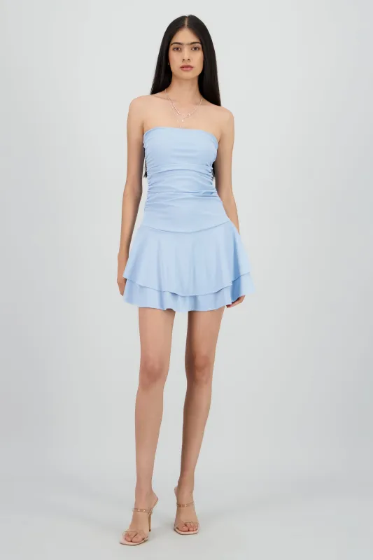 Vestido mini drapeado strapless sold by Shasa