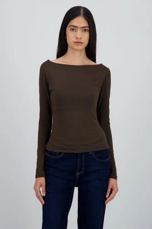 Top cuello recto manga larga sold by Shasa