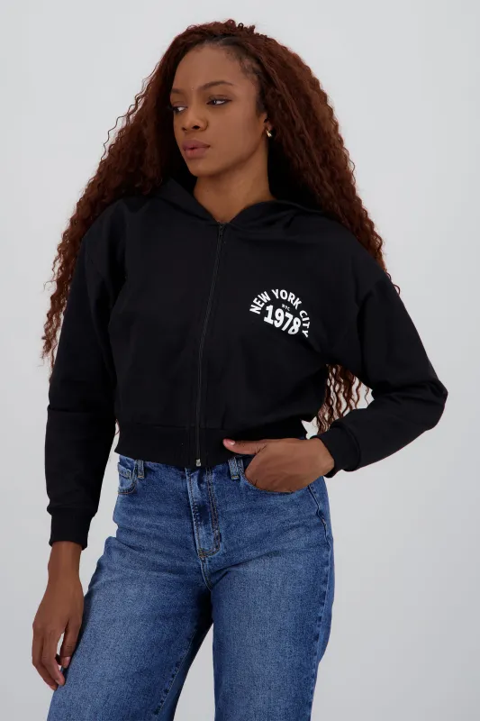 Sudadera crop cierre new york sold by Shasa