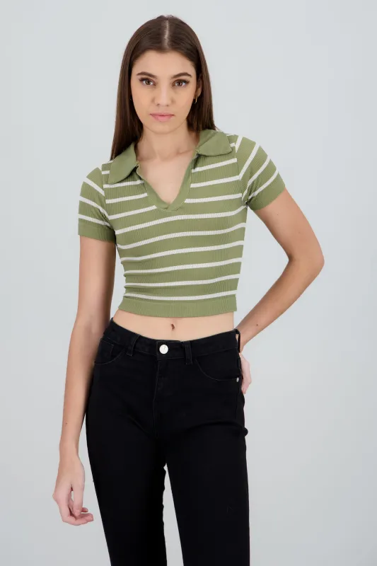 Top seamless rayas cuello polo sold by Shasa