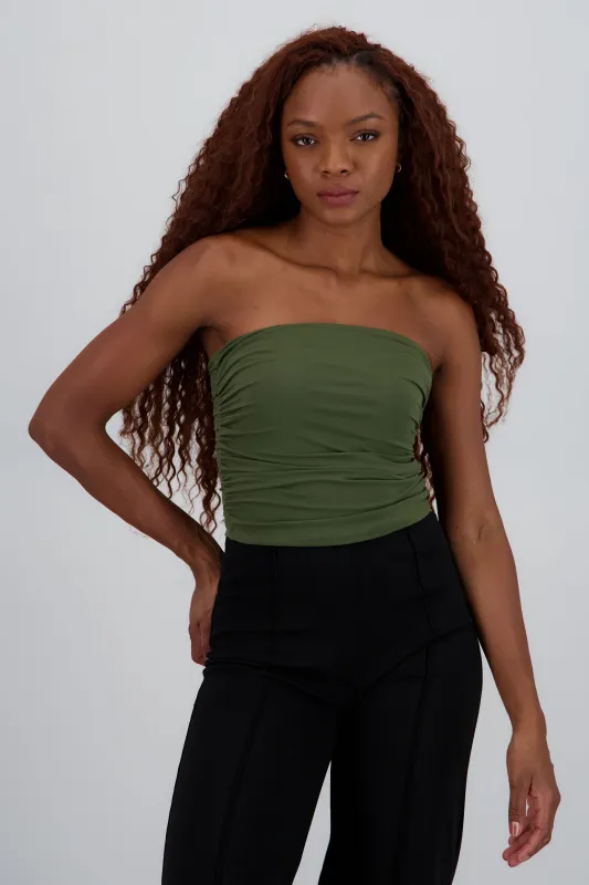 Top tubo strapless drapeado sold by Shasa