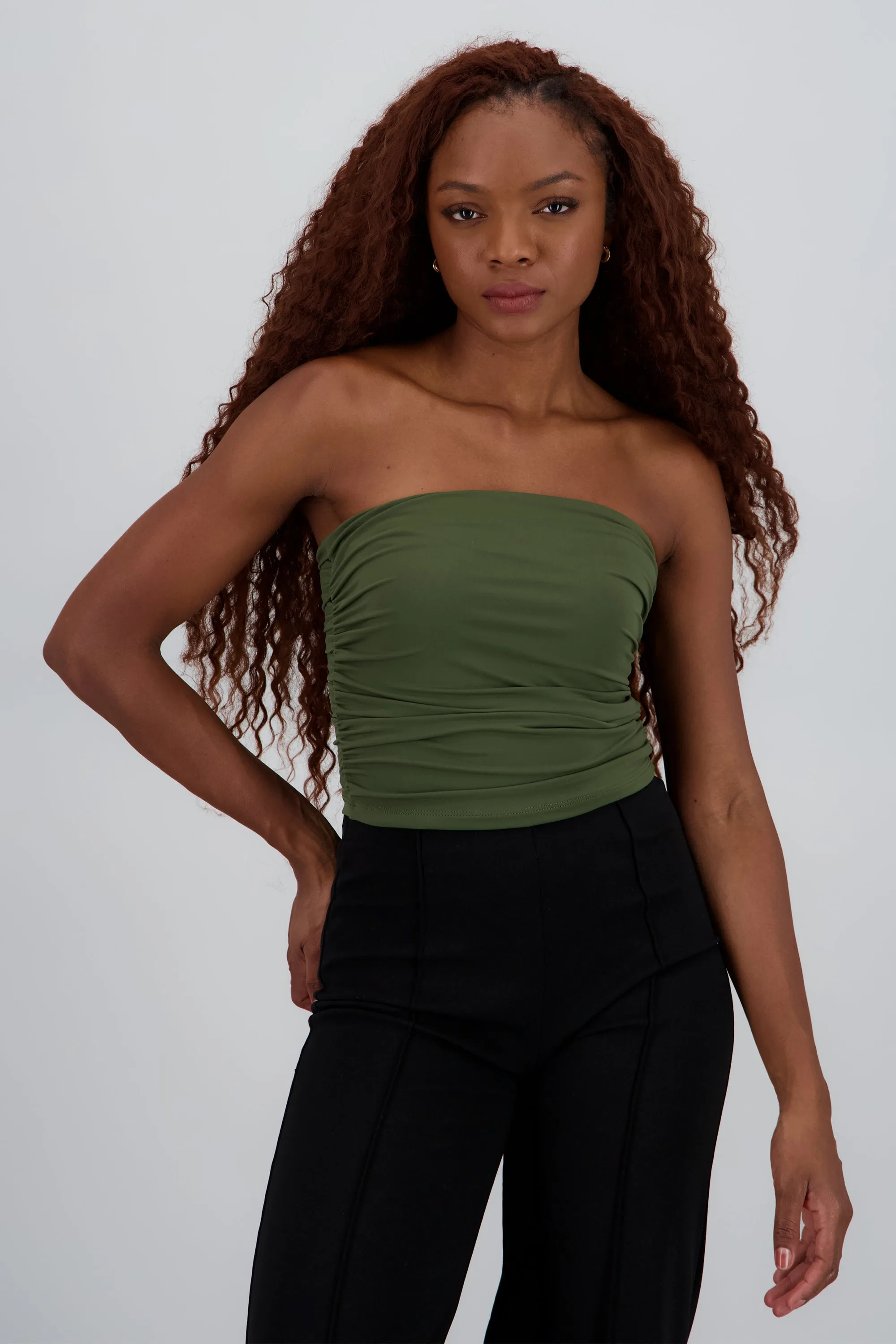 Top tubo strapless drapeado sold by Shasa