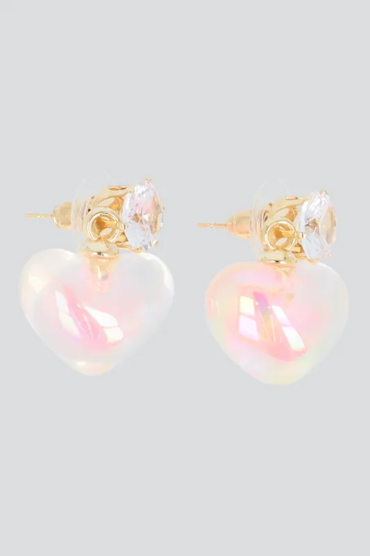 Aretes corazon brillo sold by Shasa