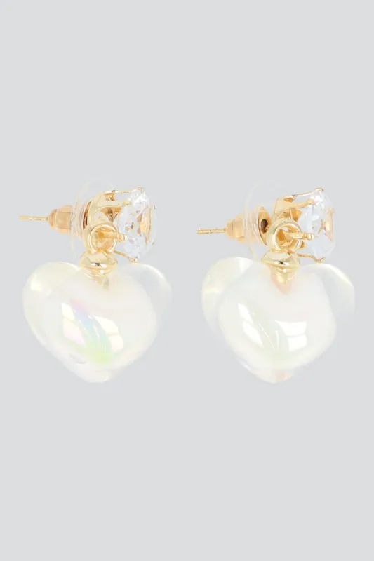 Aretes corazon brillo sold by Shasa