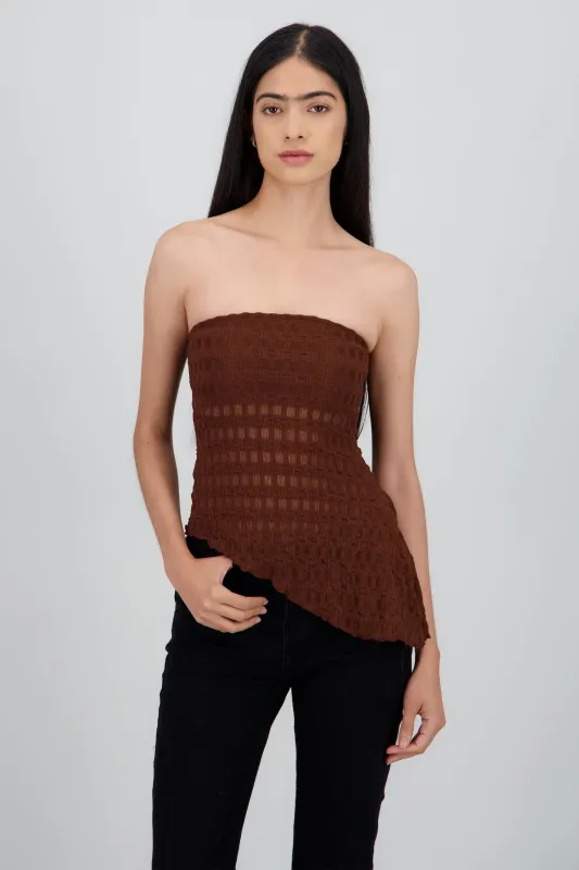Top strapless asimetrico encaje sold by Shasa