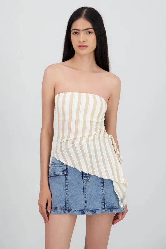 Top tubo abertura de lado rayas sold by Shasa