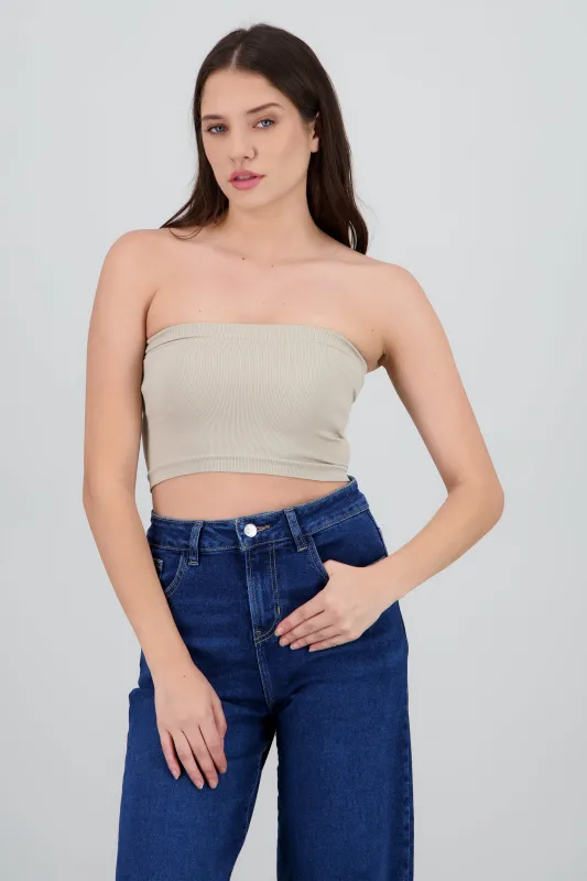 Top Tubo Strapless Rib sold by Shasa