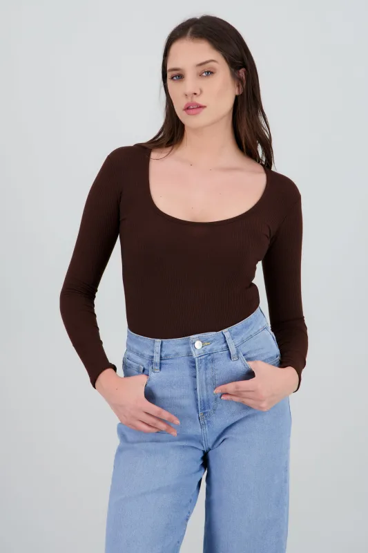 Bodysuit manga larga liso escote cuadrado sold by Shasa