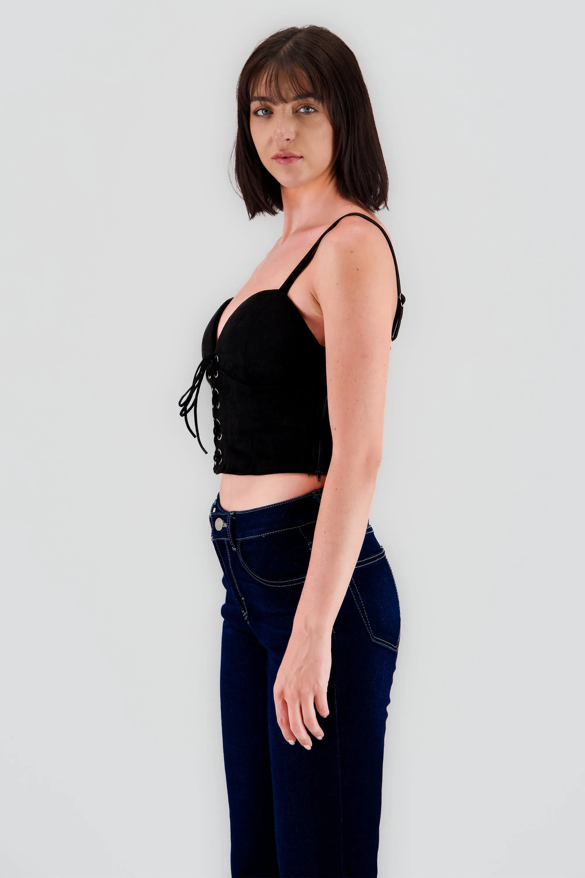 Blusa corser gamuza con lace up sold by Shasa product image thumbnail 3