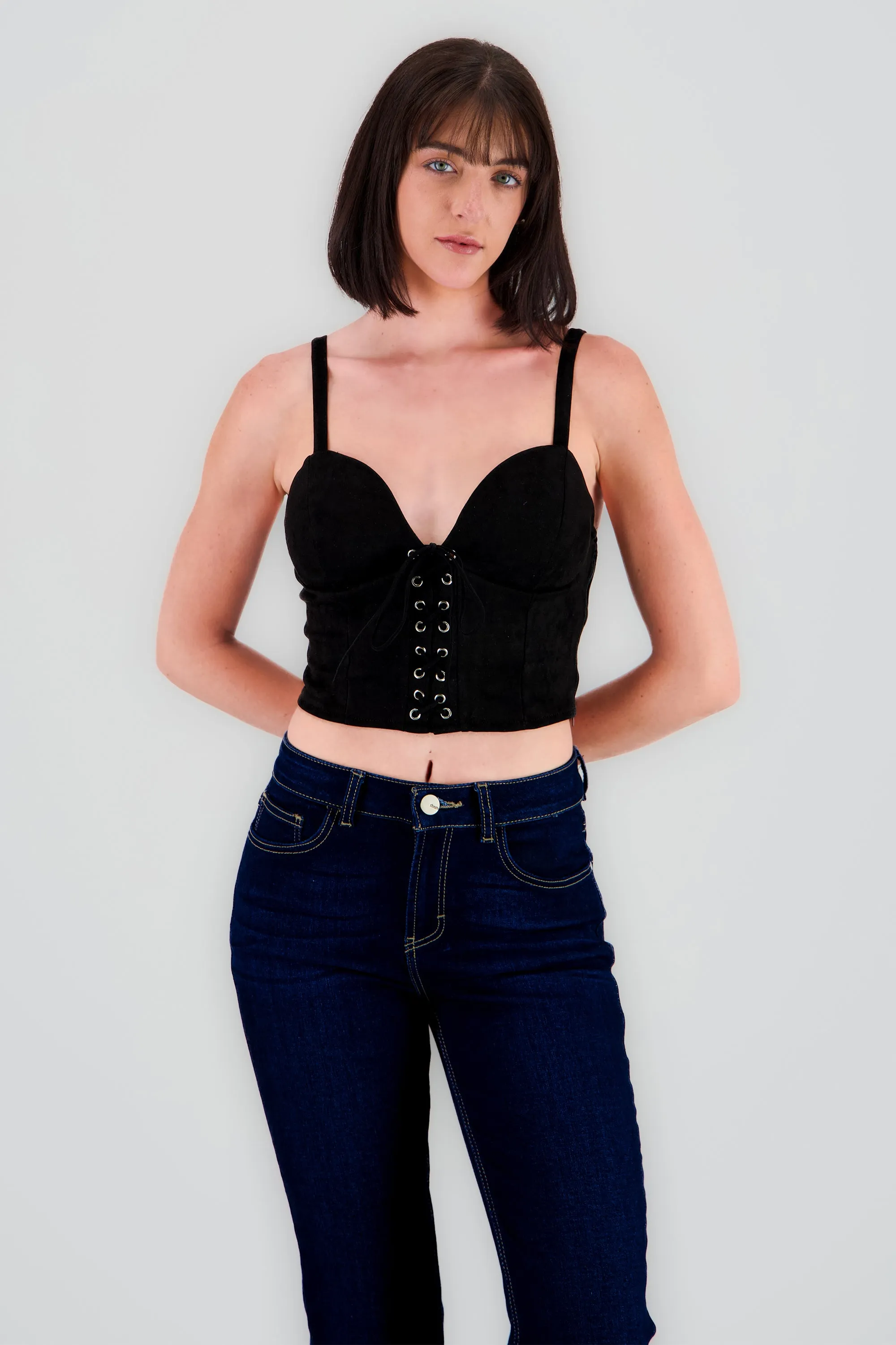 Blusa corser gamuza con lace up sold by Shasa