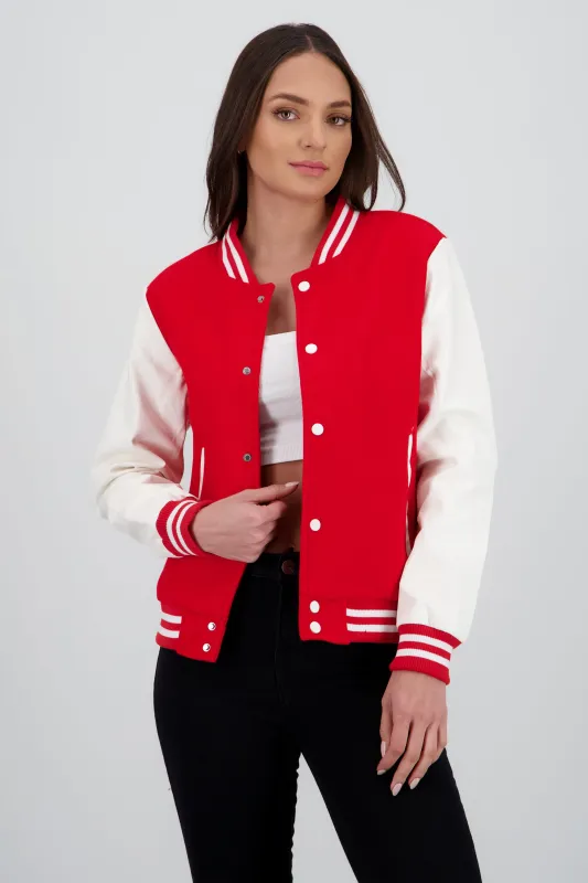 Chamarra bomber mangas efecto piel sold by Shasa