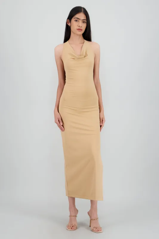 Vestido halter escote cascada maxi sold by Shasa