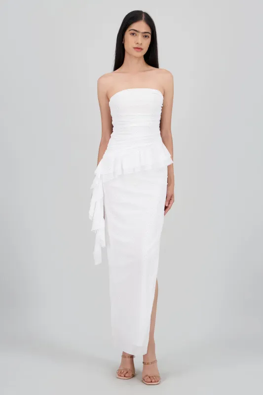 Maxivestido mesh con brillos tira asimetrica sold by Shasa