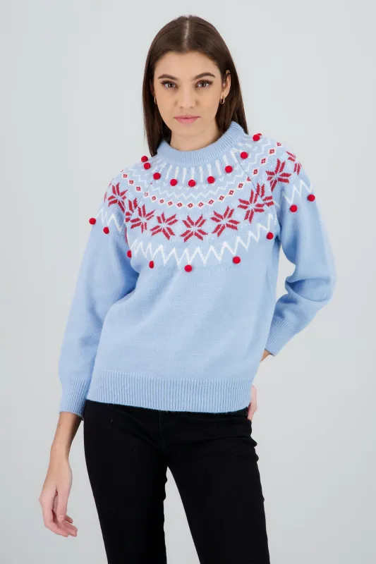Sueter navideño grecas y pom pones sold by Shasa