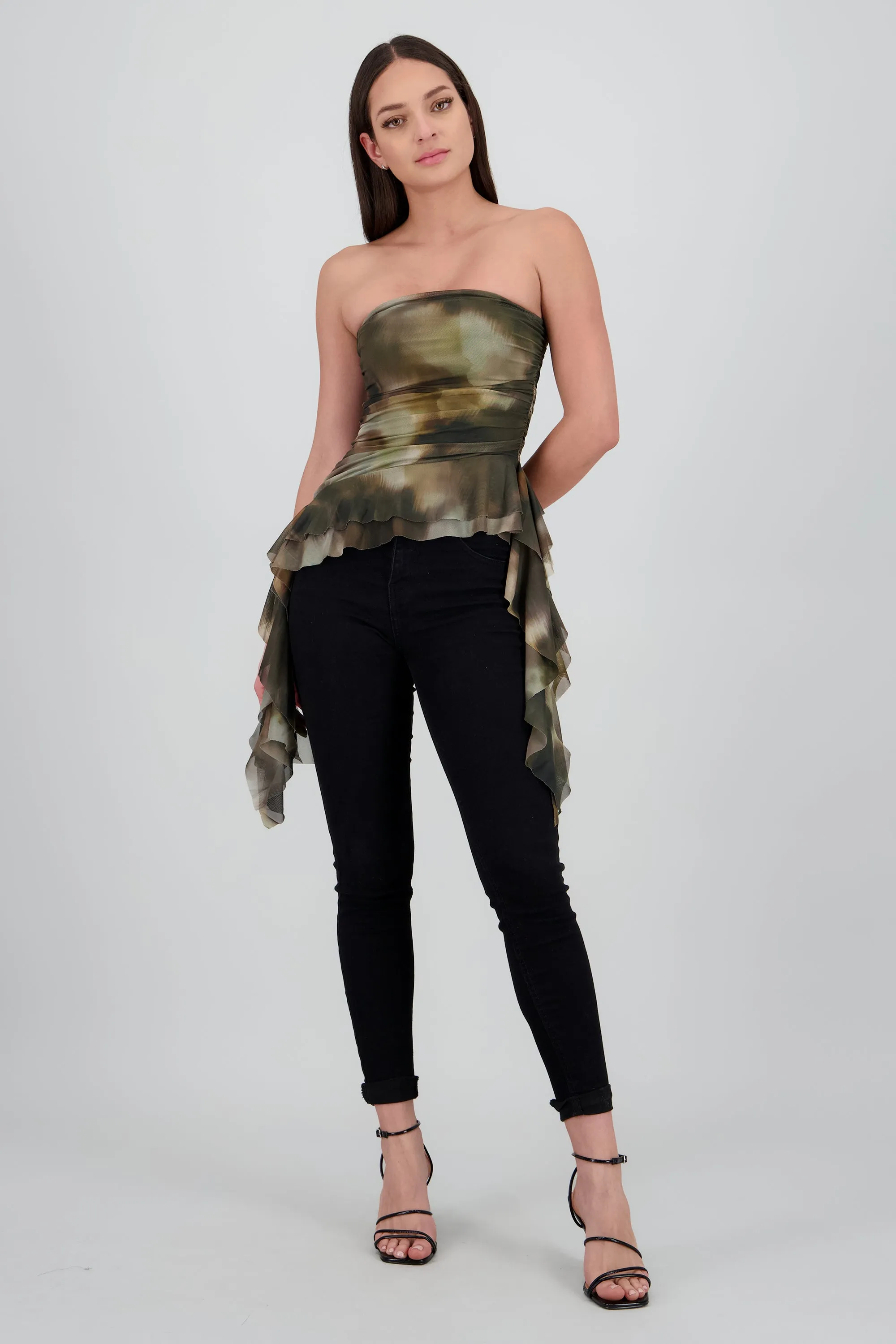 Top drapeado tiras estampado sold by Shasa