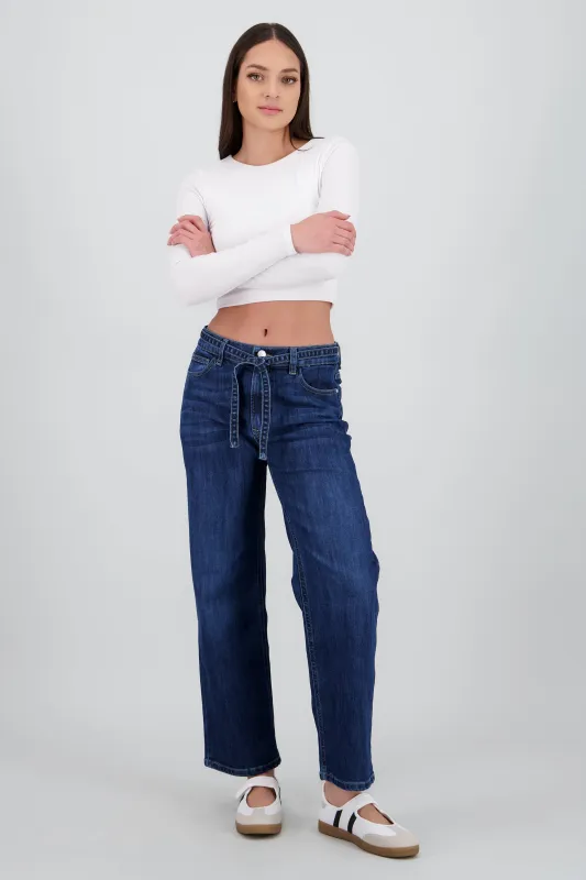Jeans wide leg cinto sold by Shasa
