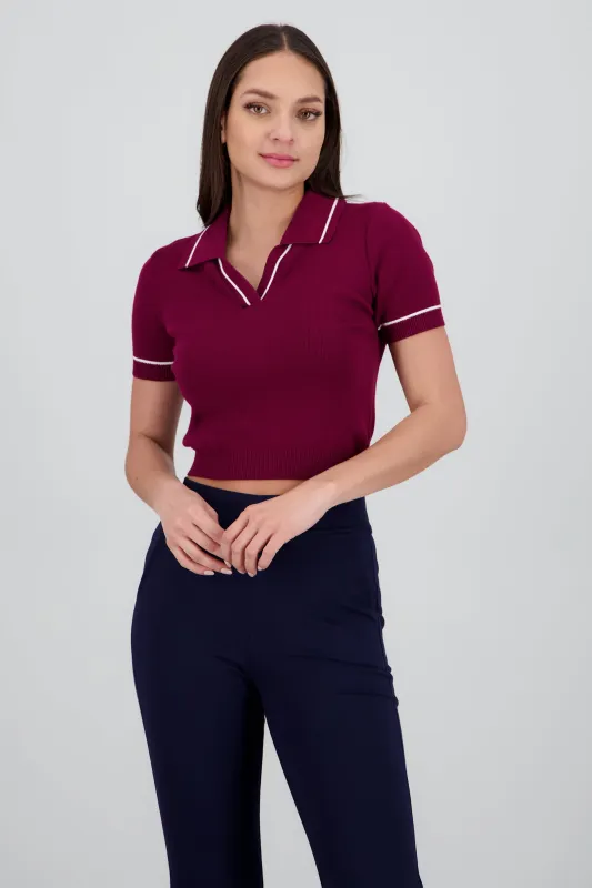 Top cuello camisero contraste sold by Shasa