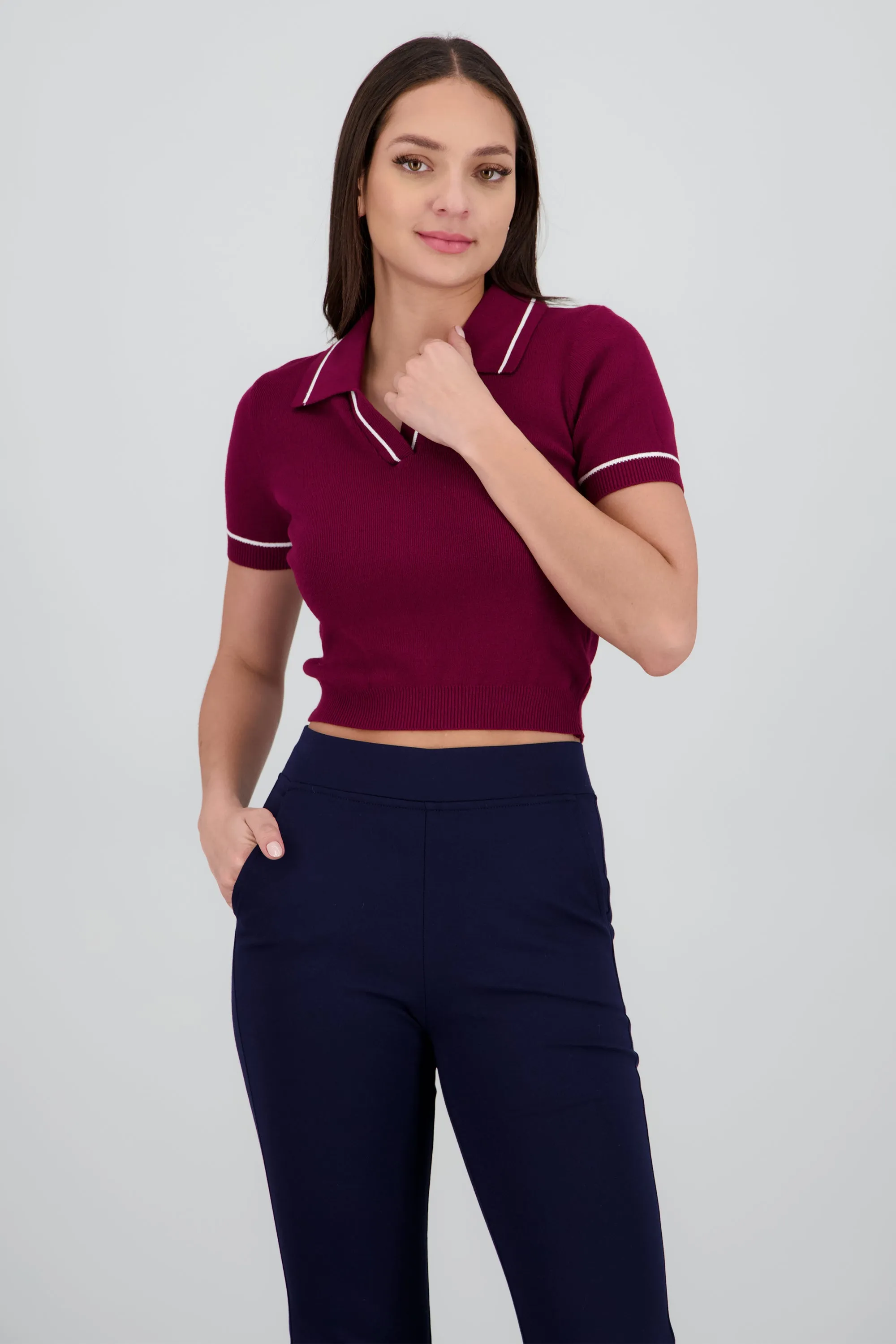 Top cuello camisero contraste sold by Shasa product image thumbnail 2