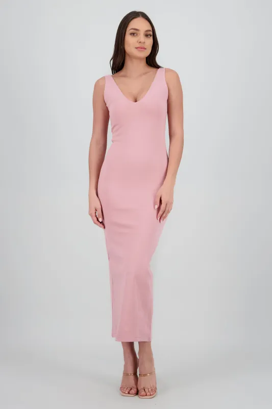 Vestido maxi bodycon con escote V sold by Shasa