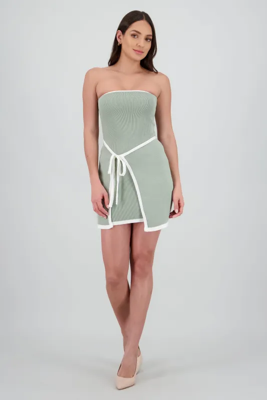 Vestido strapless detalle contraste lazo sold by Shasa