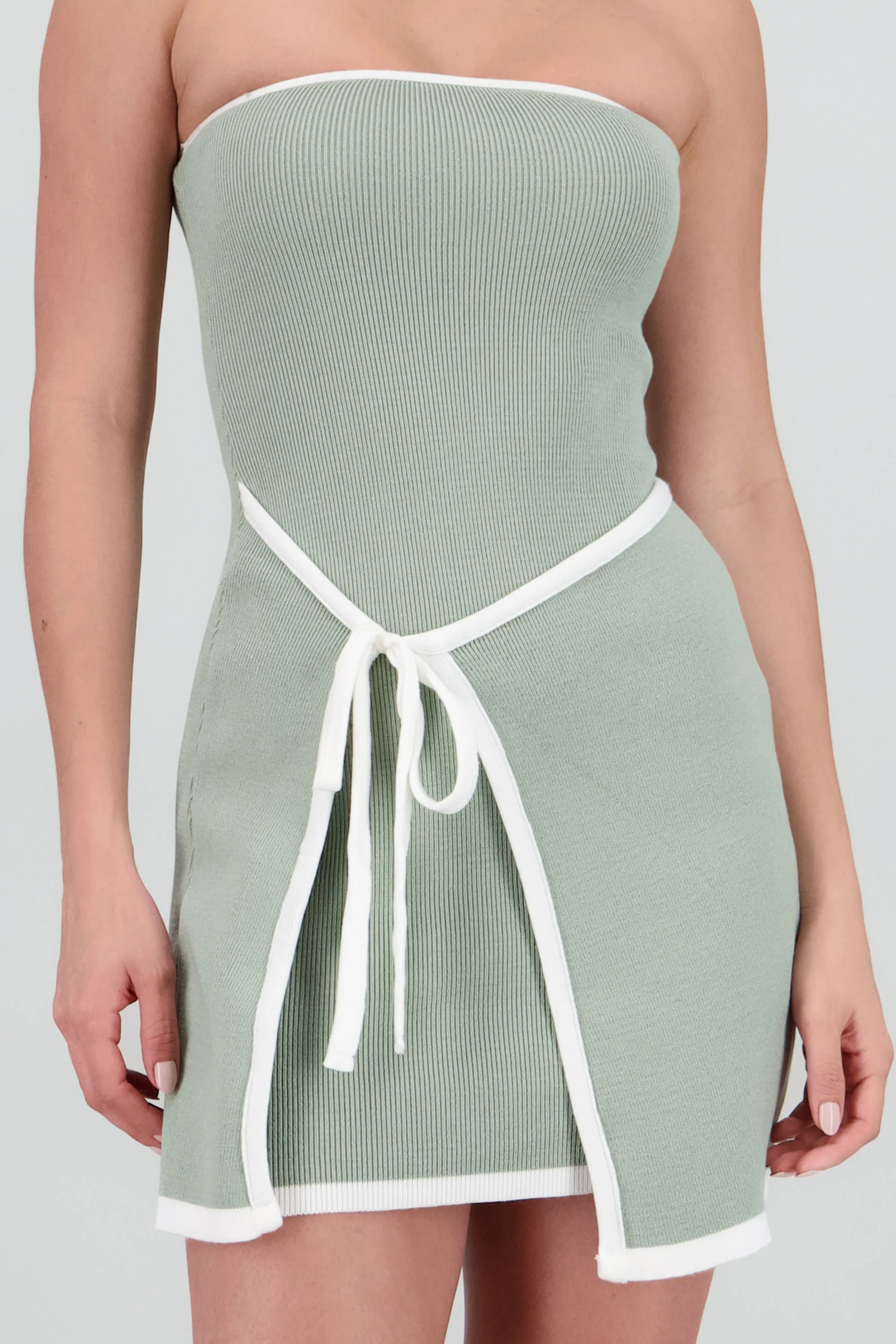 Vestido strapless detalle contraste lazo sold by Shasa product image thumbnail 5