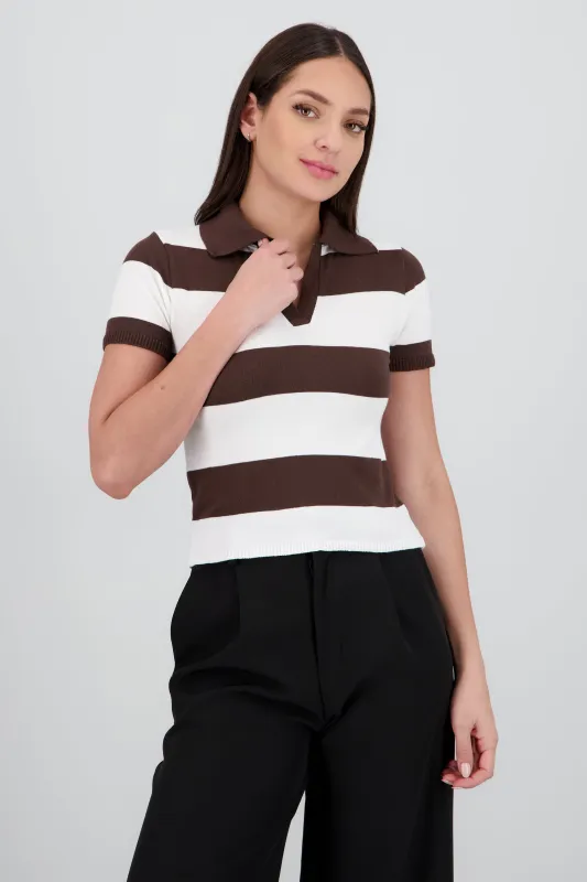 Top polo tejido ligero rayas sold by Shasa