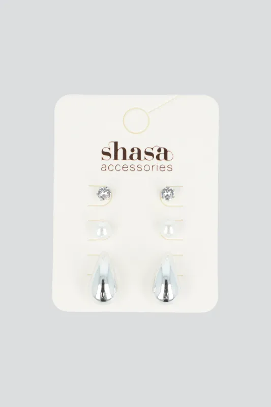 Set 3 pares aretes gotita sold by Shasa