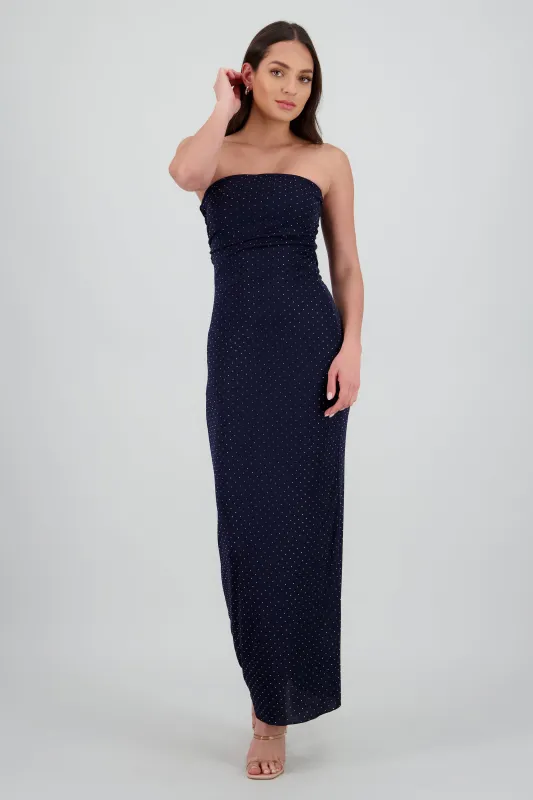 Vestido strapless detalle drapeado brillos sold by Shasa