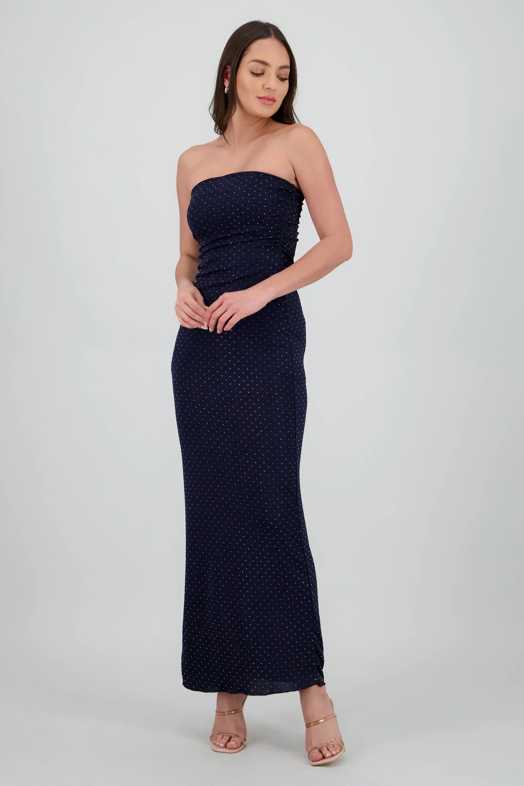 Vestido strapless detalle drapeado brillos sold by Shasa product image thumbnail 2