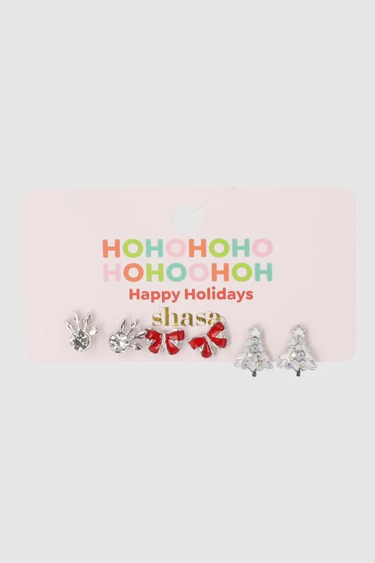 Set 3 pares aretes figuras navideñas sold by Shasa