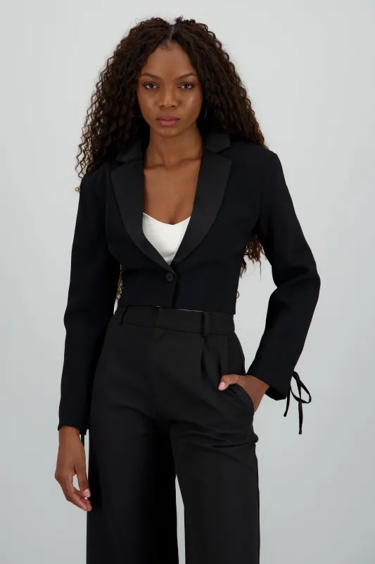 Saco crop detalle satin sold by Shasa