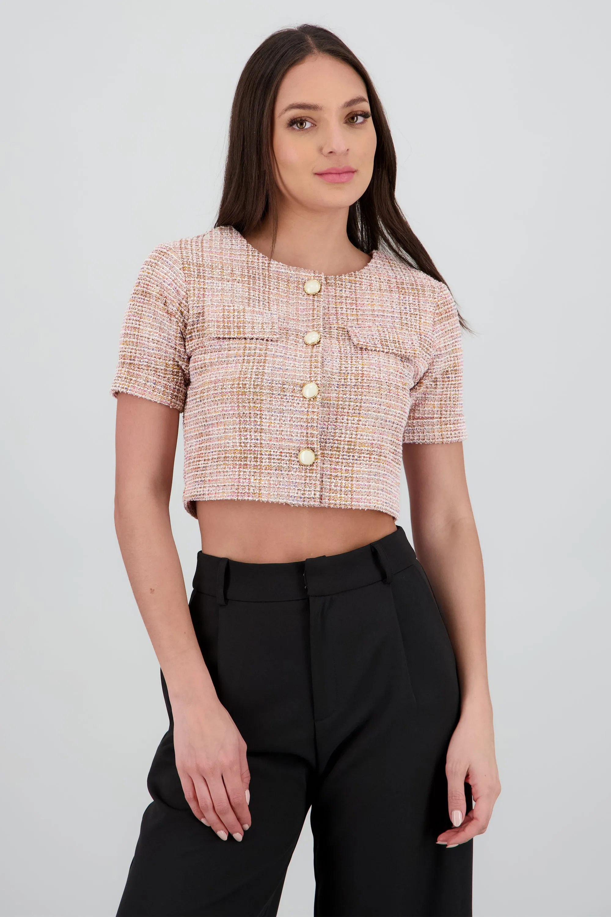 Blusa botones tweed sold by Shasa