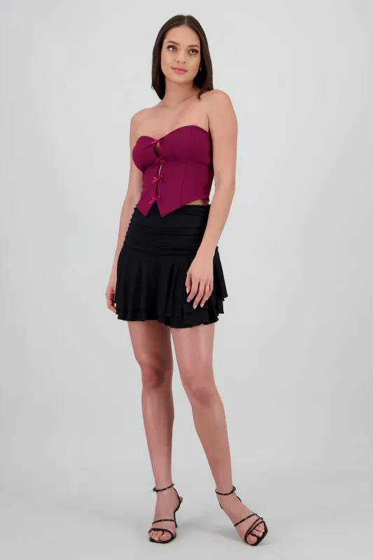 Falda mini drapeada olanes sold by Shasa