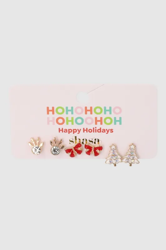 Set 3 pares aretes figuras navideñas sold by Shasa