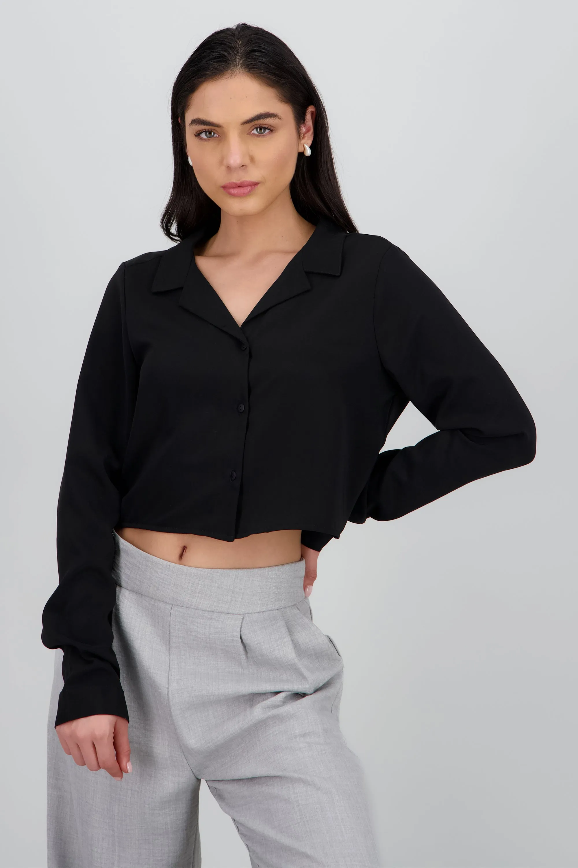 Camisa lisa manga larga sold by Shasa