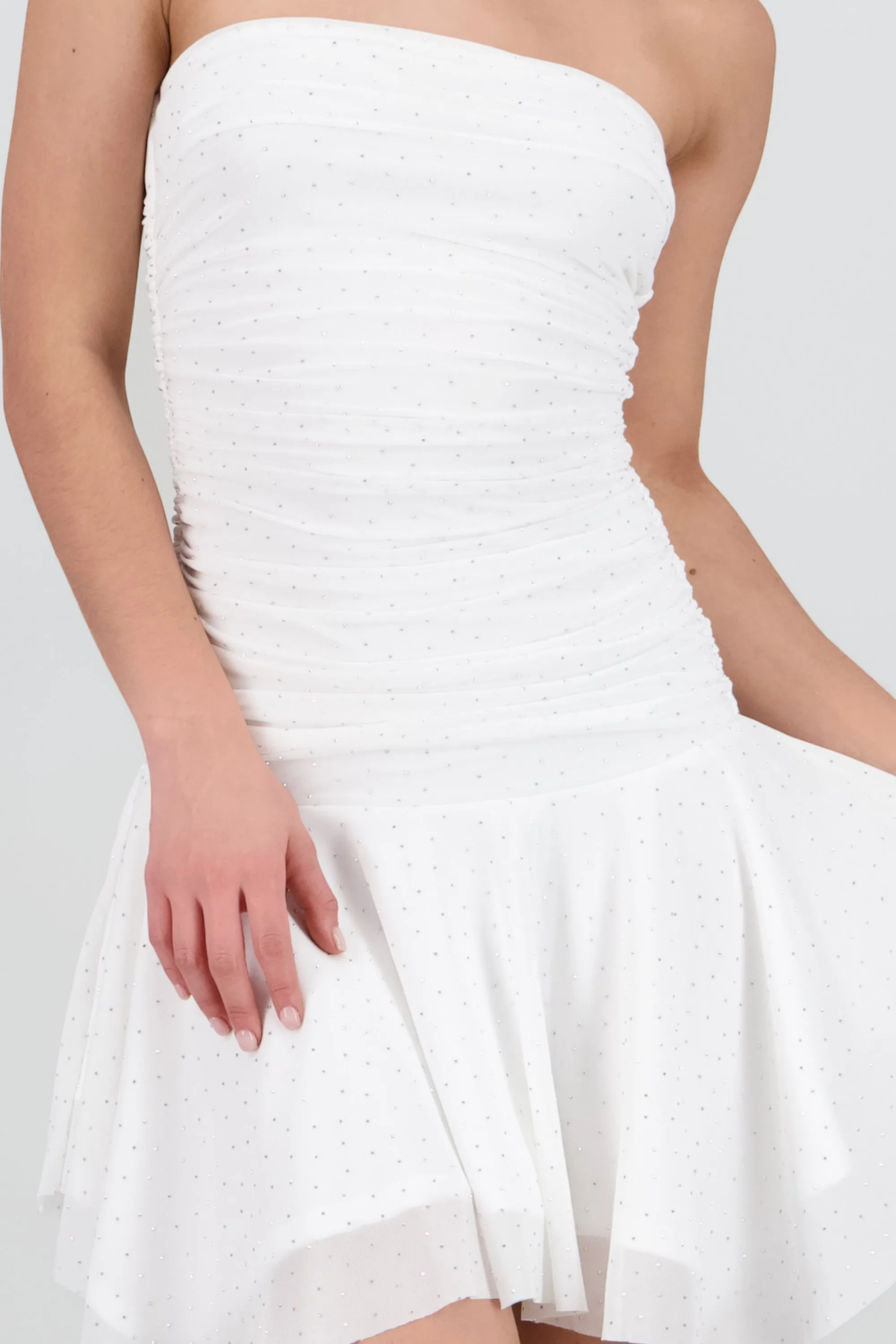 Vestido bandeau asimetrico con aplicacion brillos sold by Shasa product image thumbnail 5