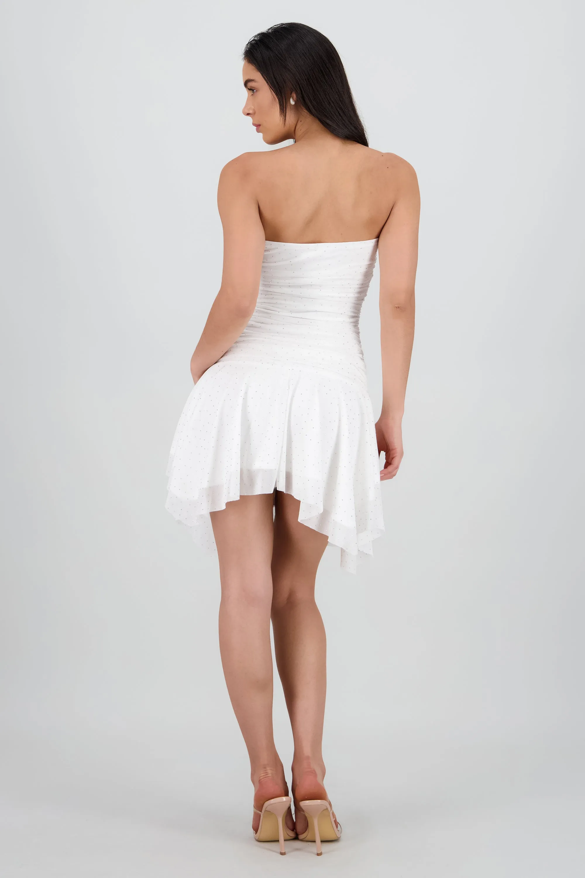 Vestido bandeau asimetrico con aplicacion brillos sold by Shasa product image thumbnail 4