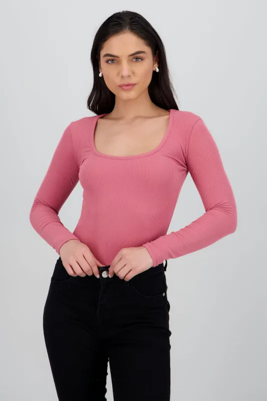 Body de manga larga con cuello cuadrado sold by Shasa