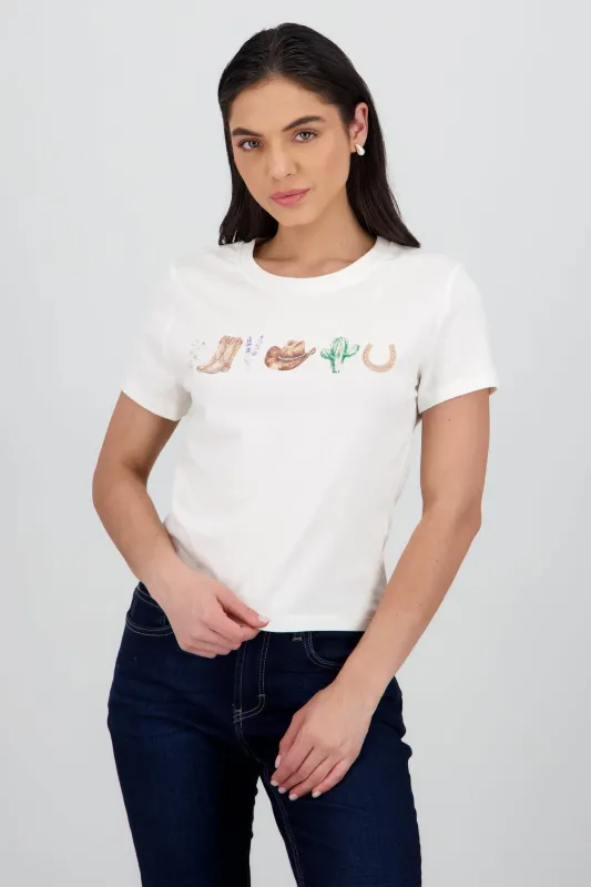 Playera manga corta estampado vaquero sold by Shasa