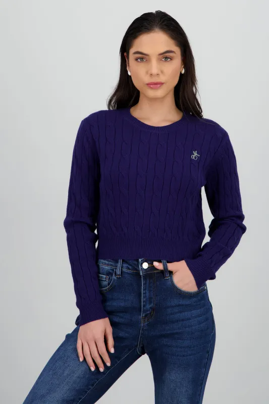 Sueter trenzado liso detalle bordado sold by Shasa