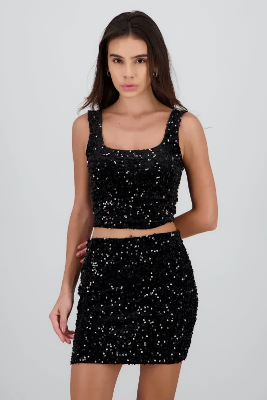 Top basico velvet lentejuela sold by Shasa