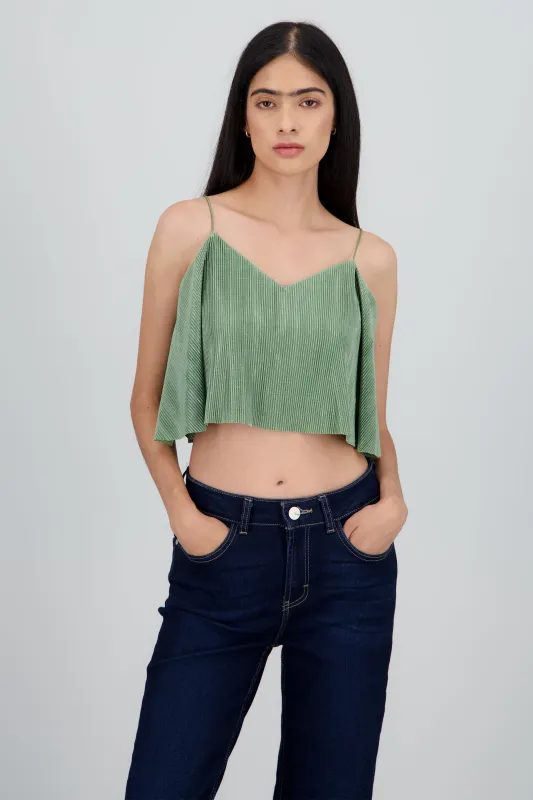 Top Crop Tejido Plisado Tirantes sold by Shasa