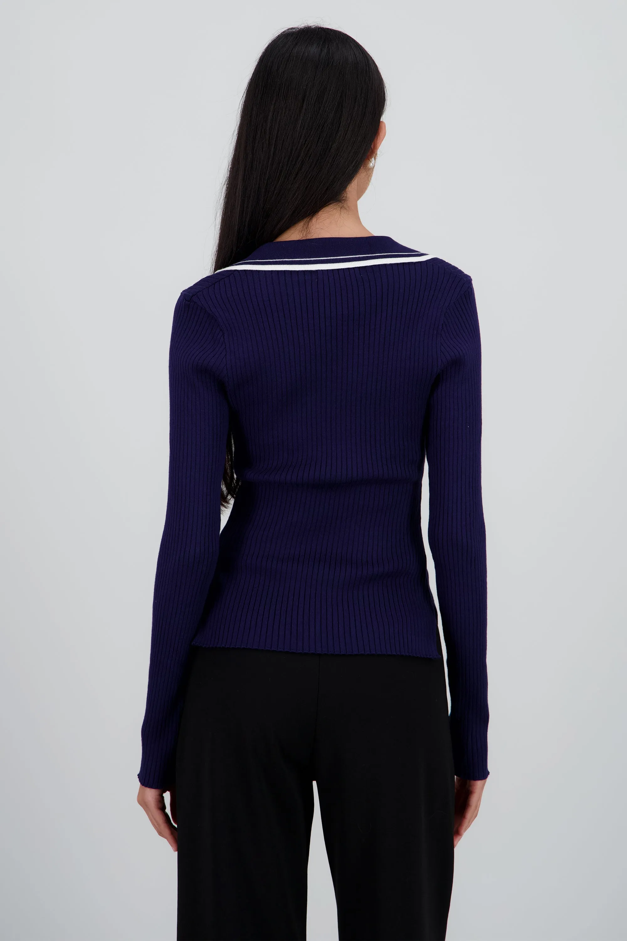 Sueter polo contraste manga larga de tejido sold by Shasa product image thumbnail 4