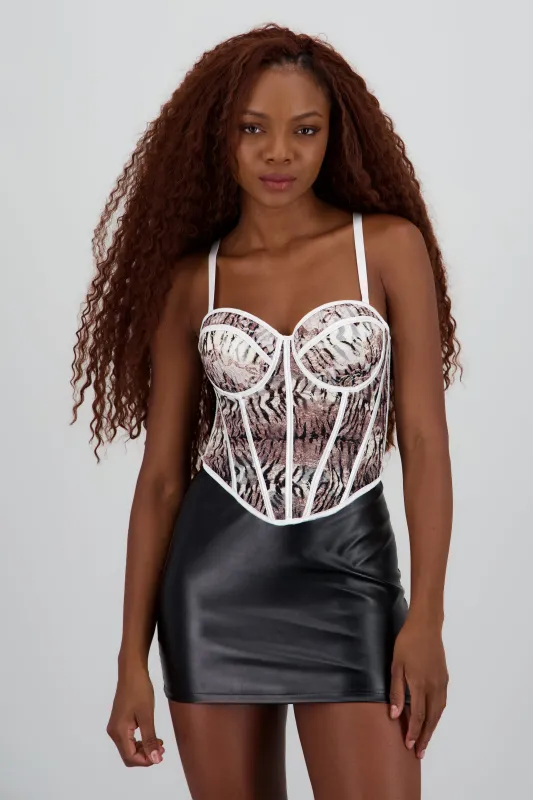 Corset con copas estampado animal print sold by Shasa