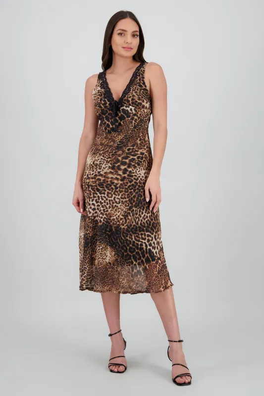 Vestido leopardo detalle encaje sold by Shasa